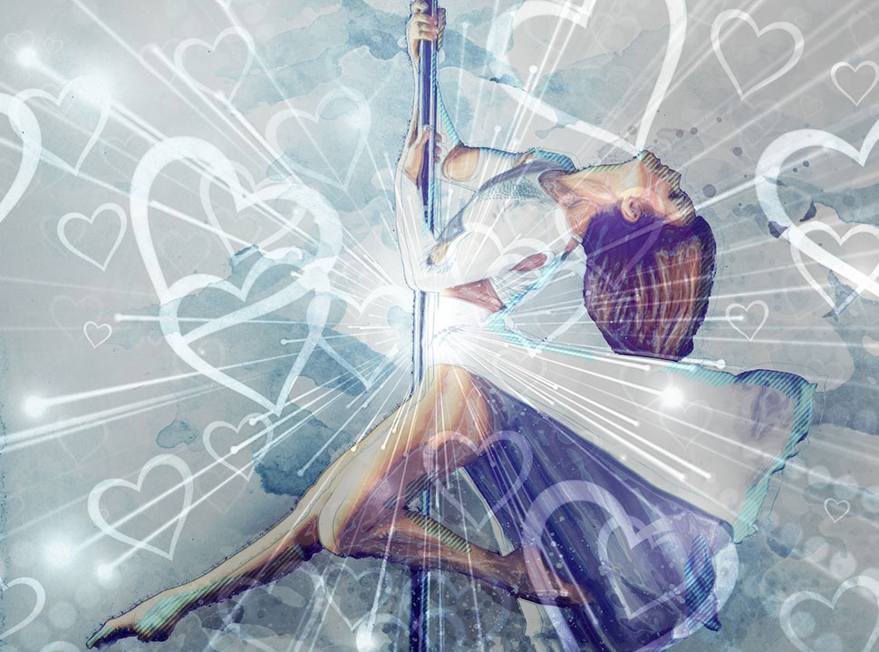 棒・ポールに股間を擦り付ける女性