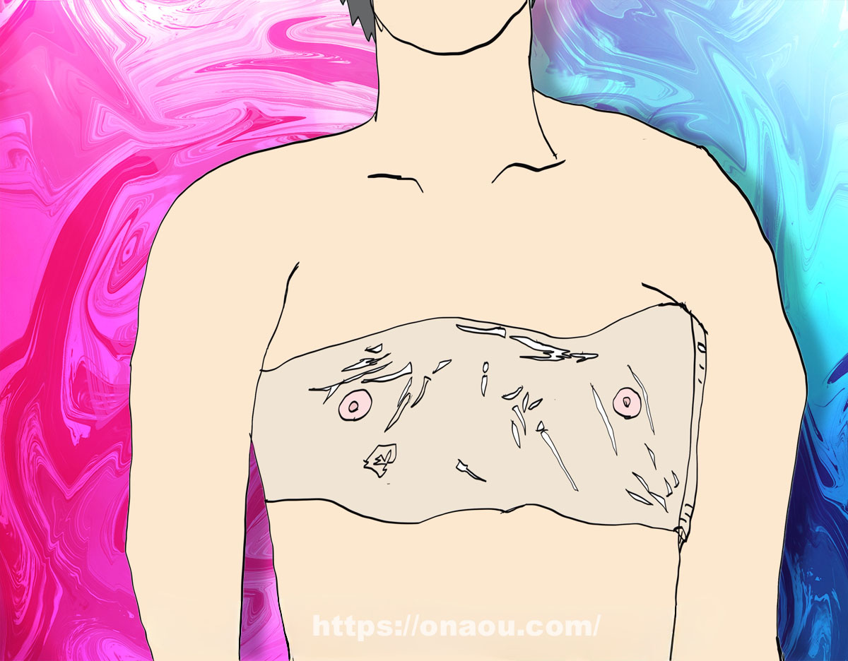 ラップを胸に巻いて乳首オナニー（チクニー・チクオナ）