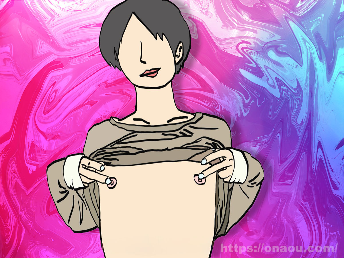 洋服を捲し上げて直接チクニー